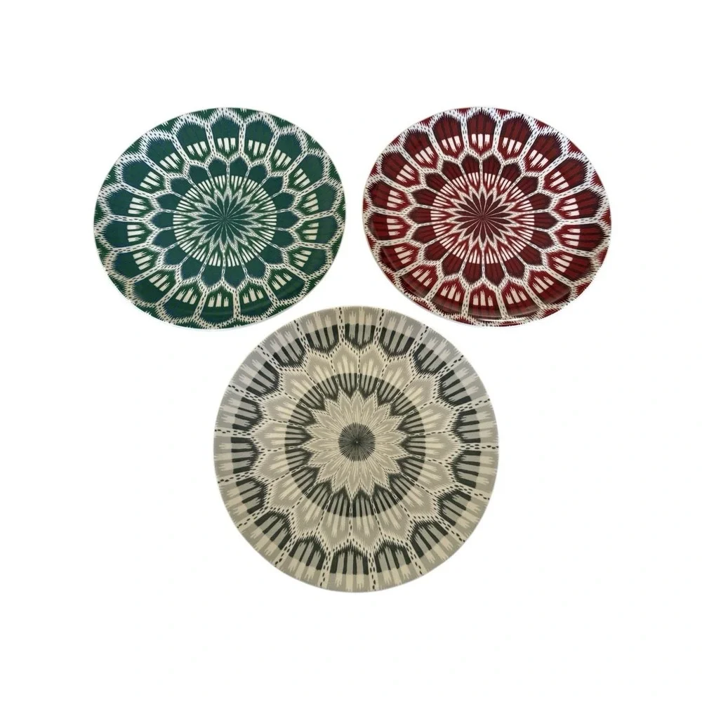 Williams Sonoma Schumacher Bokhara Ikat Red Dinner Plate -1 Single Plate
